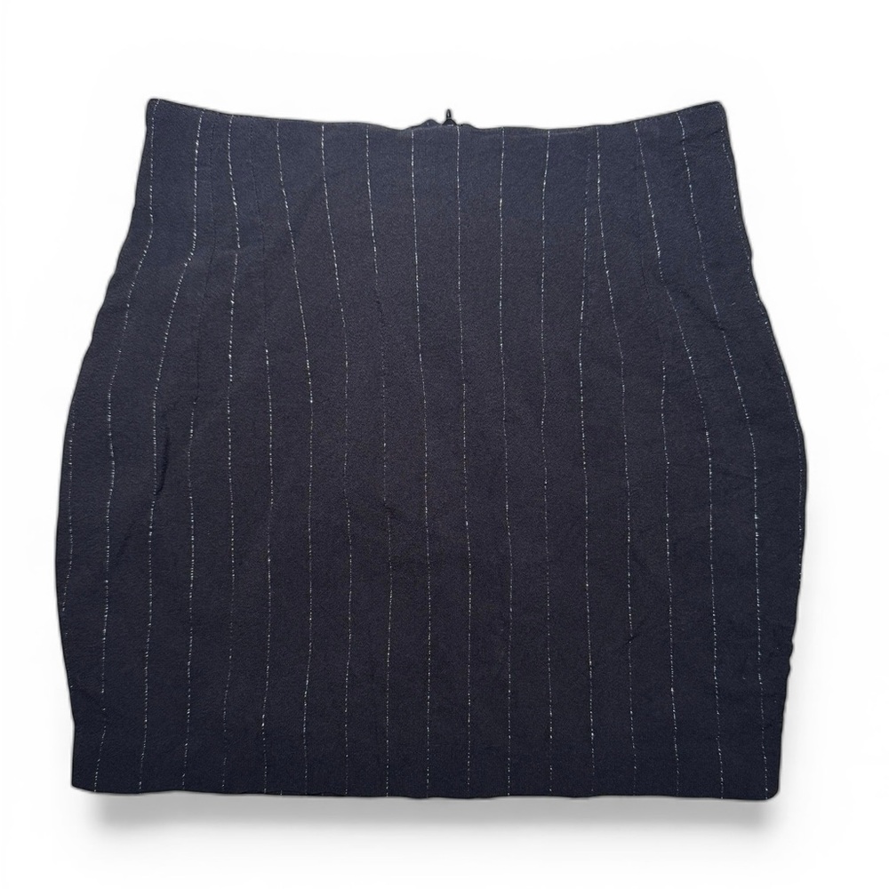 Vintage Y2K Caché Skirt Black Silver Pinstripe Mini